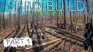 Shed Build Timelapse Part 1 | Foundation | Series from start to finish of basic 12X8 shed in woods.