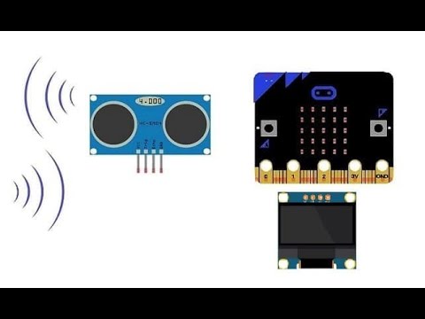 Use of HC-SR04 sensor and SSD1306 screen by Micro:bit board