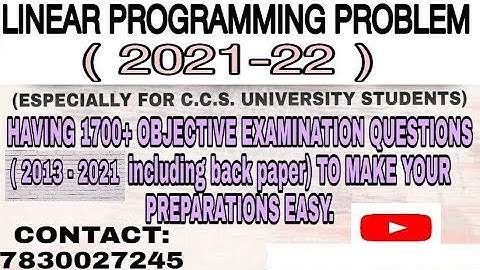 OBJECTIVE QUESTION LINEAR PROGRAMMING PROBLEM