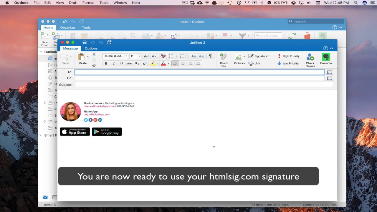 add signature to outlook on mac