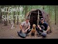 BUILDING A BUSHCRAFT WIGWAM SHELTER with TA OUTDOORS - BARK ROOF, CORDAGE, AXE, SAW &amp; KNIFE (pt.2)