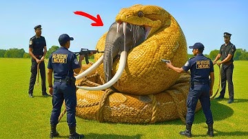 Heroic Rescue Team Saves Mother Elephant from GIANT Python Attack 🐘🐍