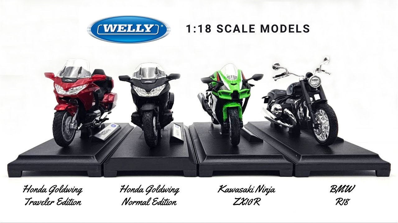 WELLY バイク『YAMAHA』『BMW』『HONDA』1:18　6個セット Unboxing | 1:18 Welly Scale Model Honda Goldwing Ninja ZX10R BMW