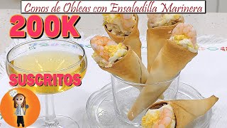 Conos de Obleas con Ensaladilla Marinera Especial 200.000 suscritos | Receta de Cocina en Familia