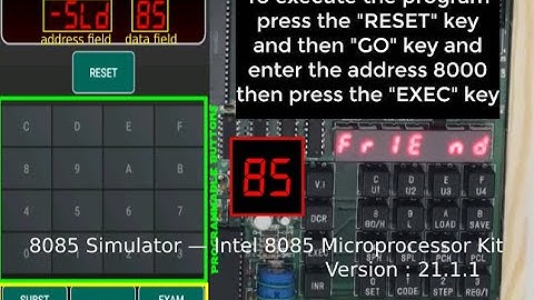Demonstration of the 8085 Simulator Android App developed by SC LAb