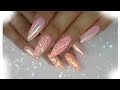 🍑HYBRID NAILS | ACRYLIC \\ HARD GEL - PEACH GLITTER & UNICORN CHROME🦄