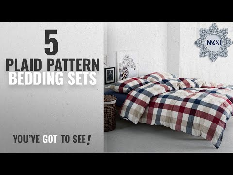 top-10-plaid-pattern-bedding-sets-[2018]:-mkxi-cotton-king-size-bed-duvet-cover-geometric-pattern