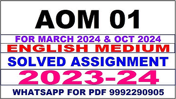 aom 01 solved assignment 2023-24 | aom 1 solved assignment in english 2024 | aom 1 2024