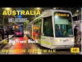 Melbourne swanston street walk with big tram block 4k  melbourne walk 4k