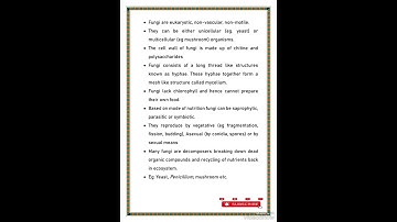 General characteristics of fungi