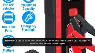 2500A Car Jump Starter & Charger – 25800mAh, LED Flashlight | Obd2Technology