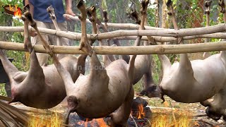 Cooking Whole Goat with 100 Kinds of Vegetables - Korko 4 Whole Goat for Donation Food in Village