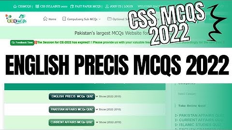 CSS English Solved MCQs of Precis and Composition Paper 2022 | CSS MCQs 2022 | CSSMCQs.com