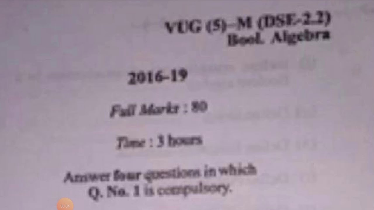 Vbu sem5 boolean algebra session 16 19 questions paper youtube
