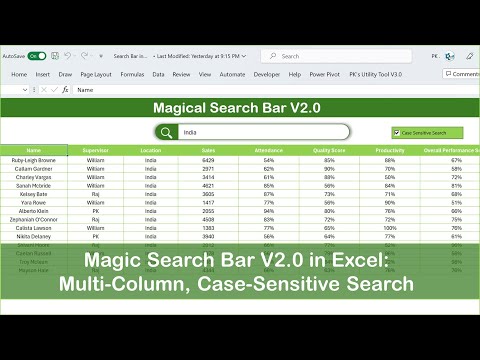 New Excel Magic Search V2.0: Case-Sensitive Multi-Column Search!