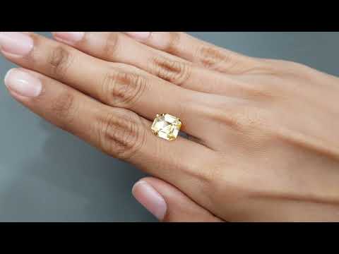 Golden color unheated sapphire in asscher cut 4.57 ct, Sri Lanka Video  № 4