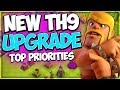 What Should You Upgrade First At TH 9 | Upgrade List | TH 9 F2P Let's Play Ep 2. | Clash of Clans