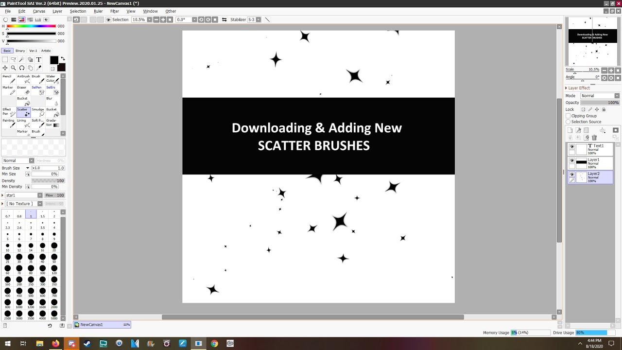 Paint Tool Sai 2 Downloading Add Scatter Brushes Youtube
