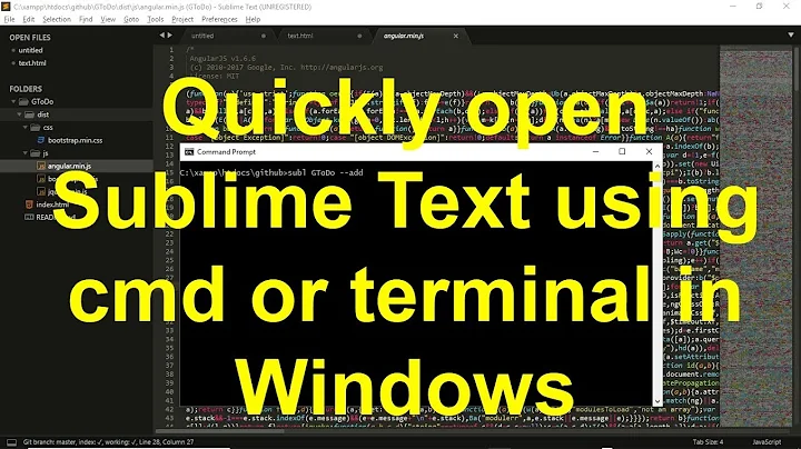 How to quickly open Sublime Text using the command prompt(cmd) or terminal in Windows