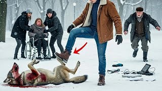 картинка: Богатые сынки издевались над девушкой в коляске и её волком — пока не пришёл старик