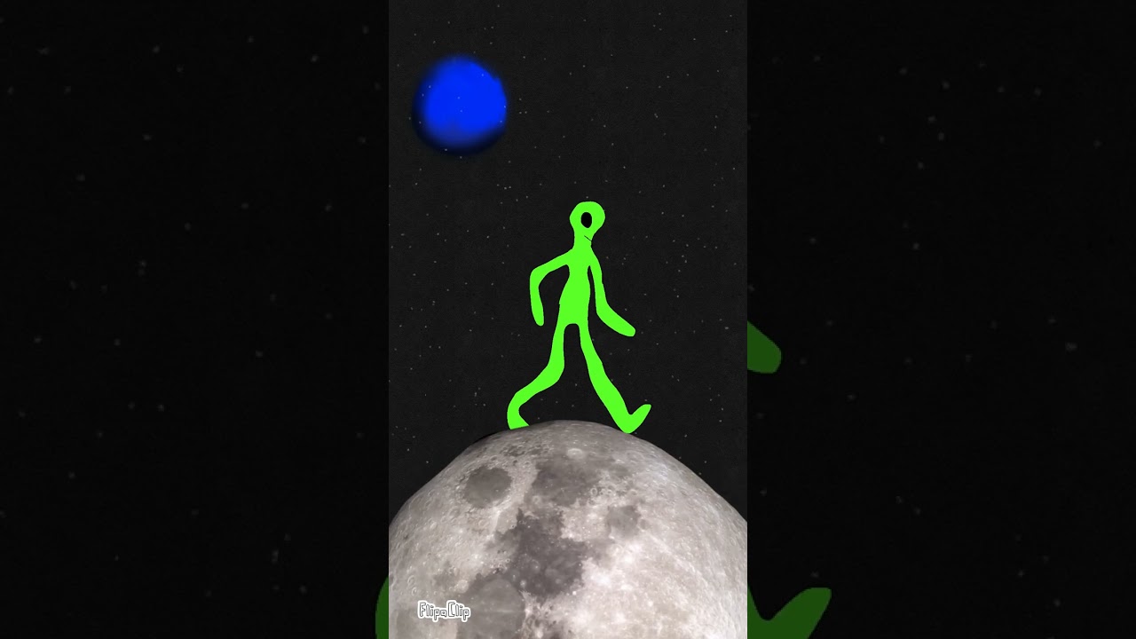 alien walking on the moon