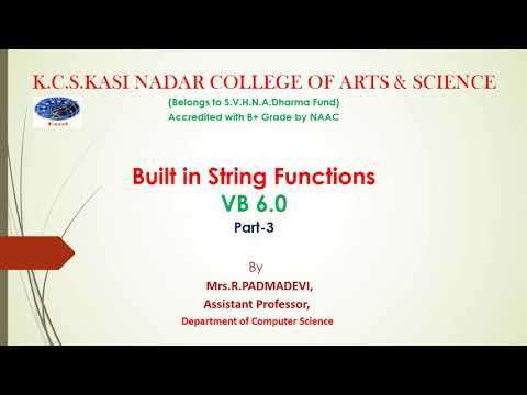 Built in String Functions in VB6.0 Part-3 by R.Padmadevi