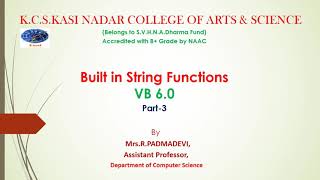 Built in String Functions in VB6.0 Part-3 by R.Padmadevi