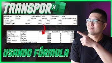Como transpor usando fórmula no Excel