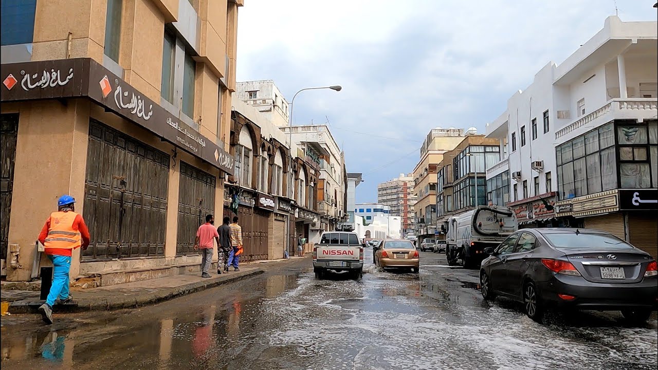 أسواق البلد جولة السيارة بعد أمطار مدينة جدة