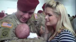 Soldier comes home from Afghanistan and meets his baby boy for the first time!