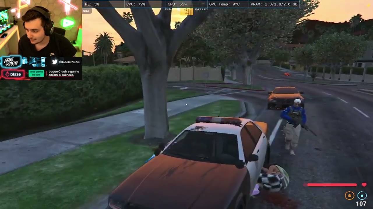 GABE REAGINDO "POLICIA DO CIDADE ALTA VALLEY TA ASSIM..."