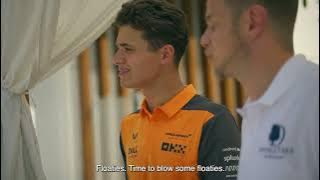Lando Norris works a shift at the pool in Abu Dhabi | Hilton Doubletree