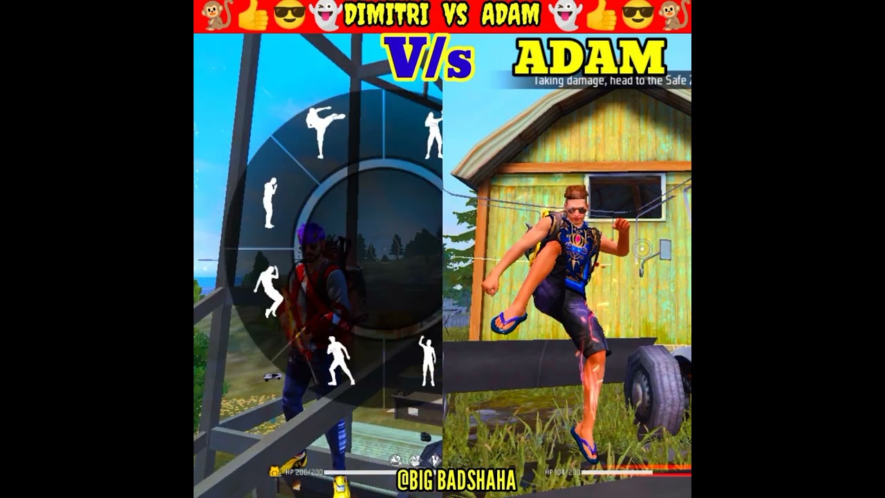 Dimitri vs Adam-Rank push tricks// Freefire noob vs pro Grandmaster rankedpush tricks 
