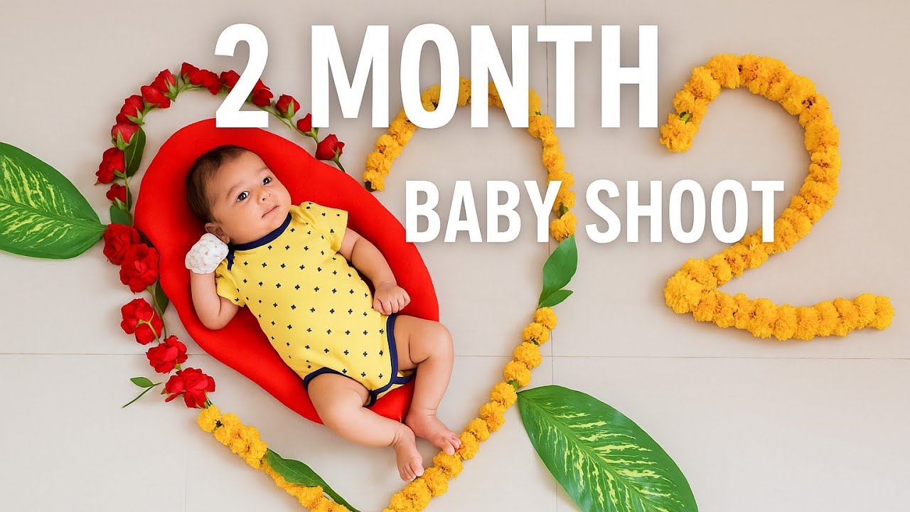 "2 Months Baby Photoshoot at Home | DIY Floral Theme | Milestone Memory"