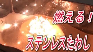 【実験115】 燃えるステンレスタワシ/ 米村でんじろう[公式]/science experiments/stainless steel fire