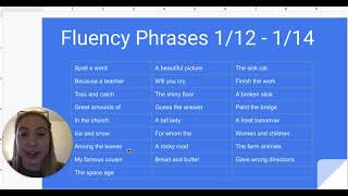Reading Fluency Phrases 1/13