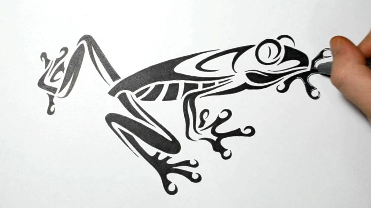 ⁣Drawing a Tree Frog - Tribal Tattoo Design Style