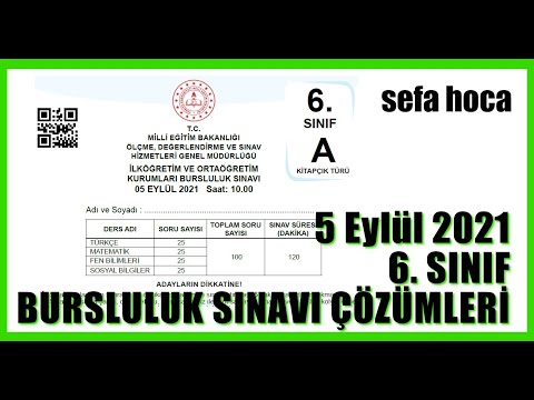 5 Eylül 2021 6.  Sınıf Bursluluk Sınavı Matematik Çözümleri