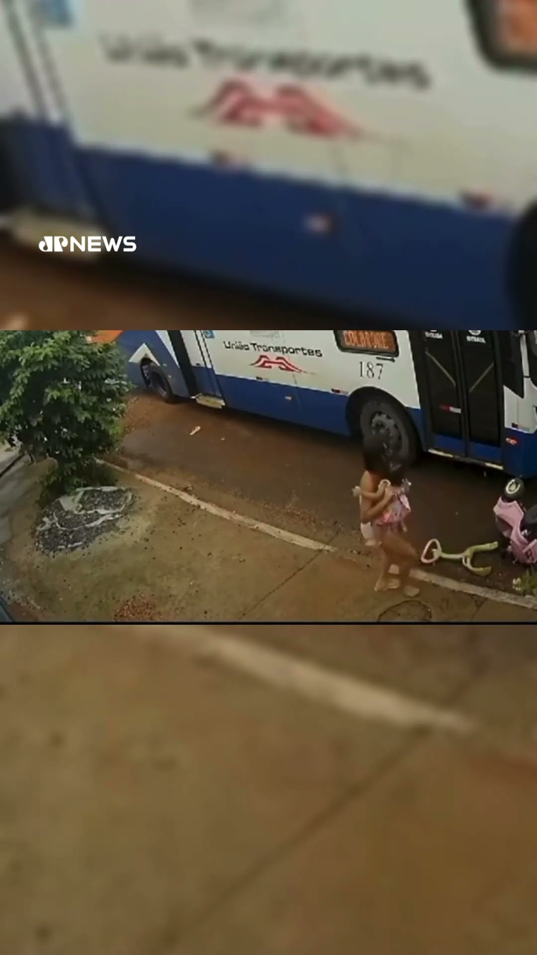 Mãe e filha são arrastadas por ônibus e escapam sem ferimentos em MT