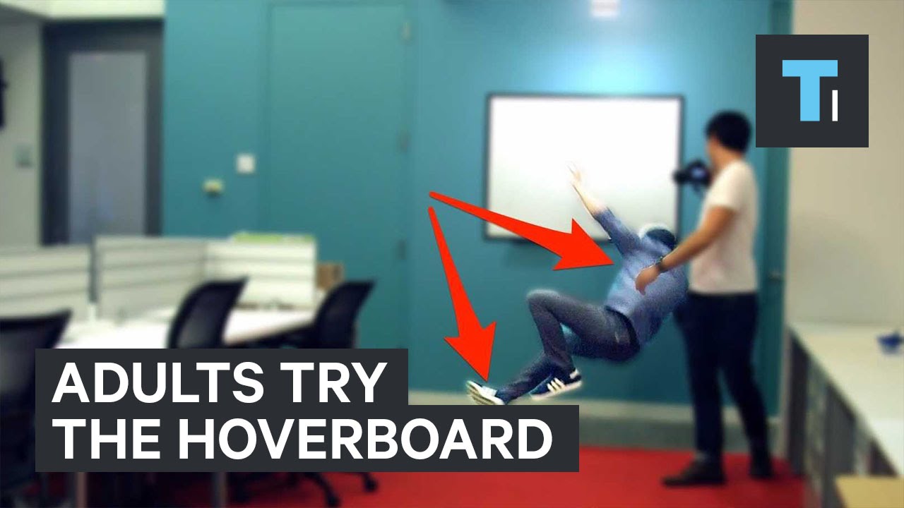 Adults try the hoverboard