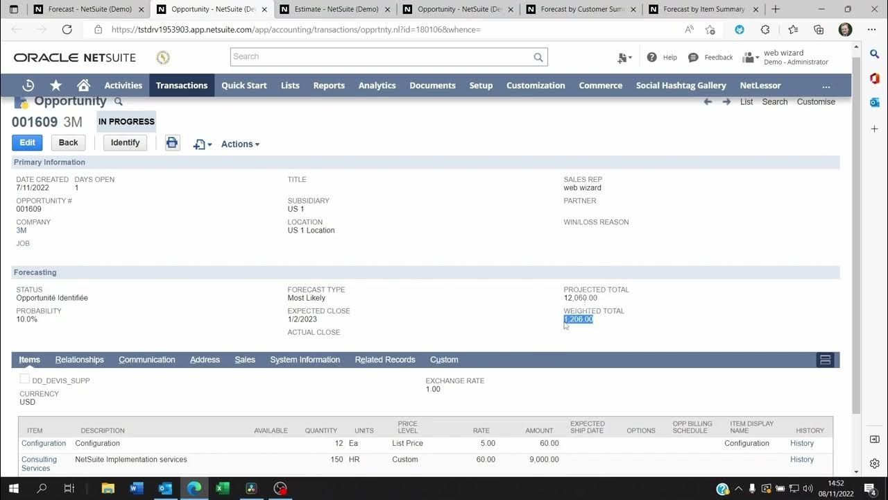 How forecast revenue is calculated on netsuite YouTube