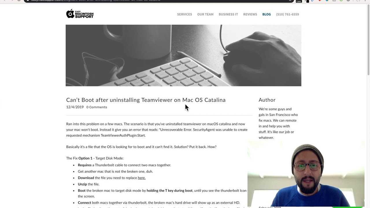 Update Can’t Boot after uninstalling Teamviewer on macOS Catalina