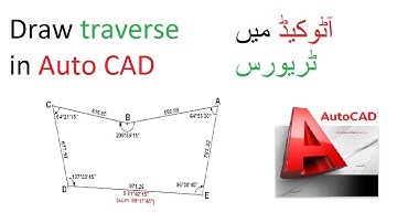 Draw traverse in AutoCade with distance bearing   URDU HINDI