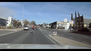 BAD Driving Australia - Cyclist purposely holding traffic up in Adelaide