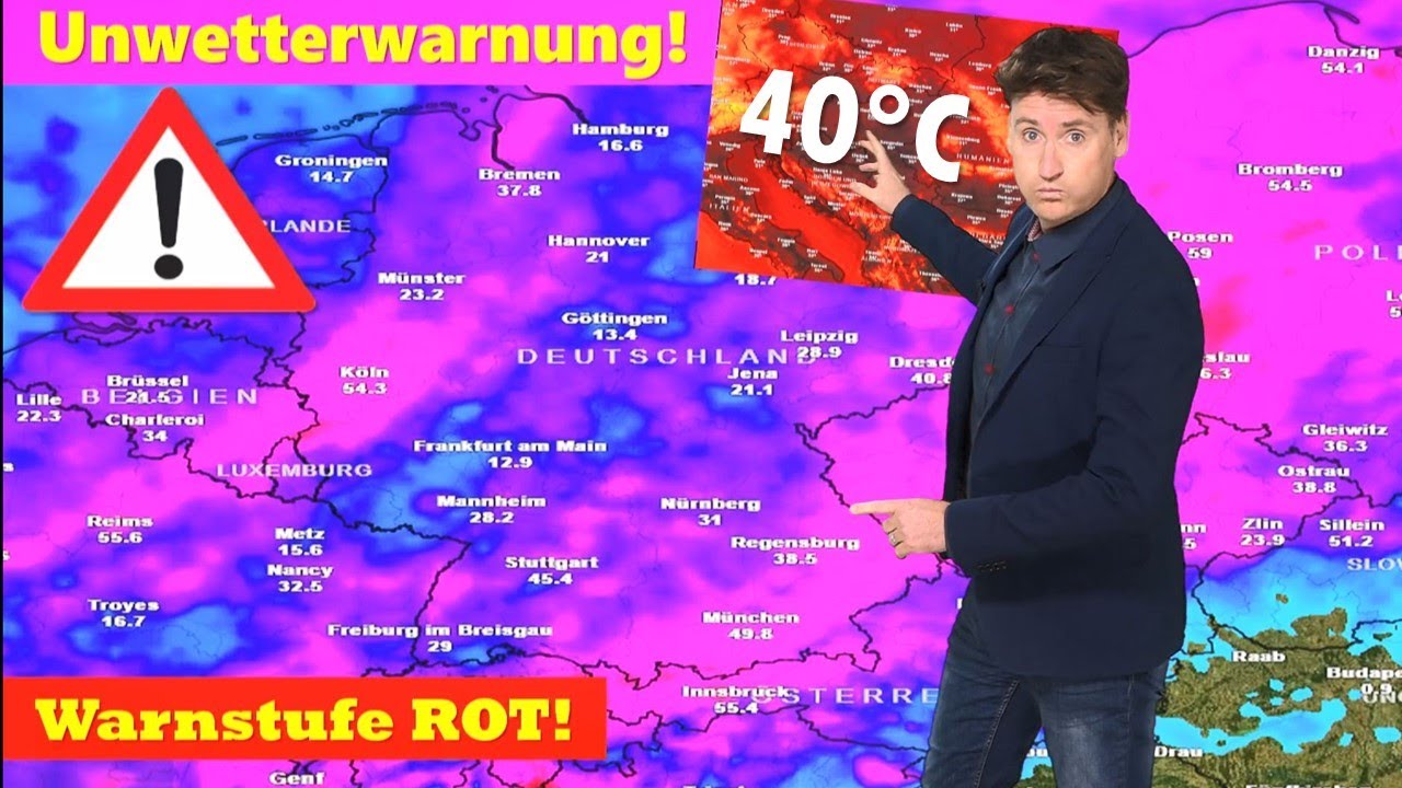 ACHTUNG Unwetter! Schwere Gewitter nach großer Hitze im Osten! Im Südosten rund 40 Grad: Bullenhitze
