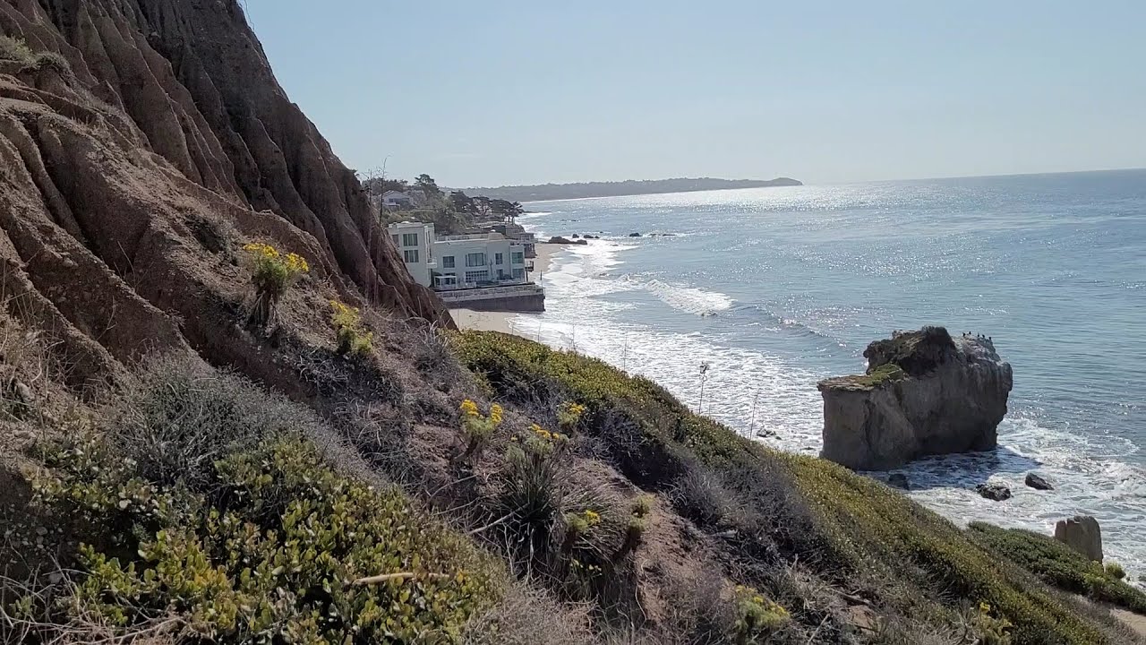 Dramatic rock formations and sea caves at El Matador Beach in Malibu CA USA