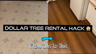 DOLLAR TREE RENTAL HACK | DIY HARDWOOD FLOOR | UNDER $20