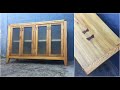 MESA de ARRIME con  MADERA RECICLADA y PUERTAS DE VIDRIO /FABRICACION ARTESANAL