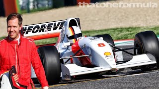 Sebastian Vettel driving his Mclaren MP4/8 at Imola Circuit