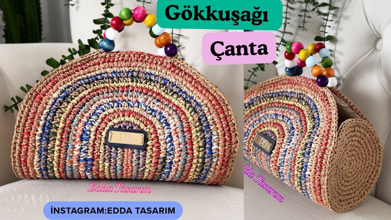 🌈GÖKKUŞAĞI ÇANTA yapıyoruz..rengarenk hasır çanta#diy #elişi#handmade #bag#fyp#örgü#crochet#keşfet 